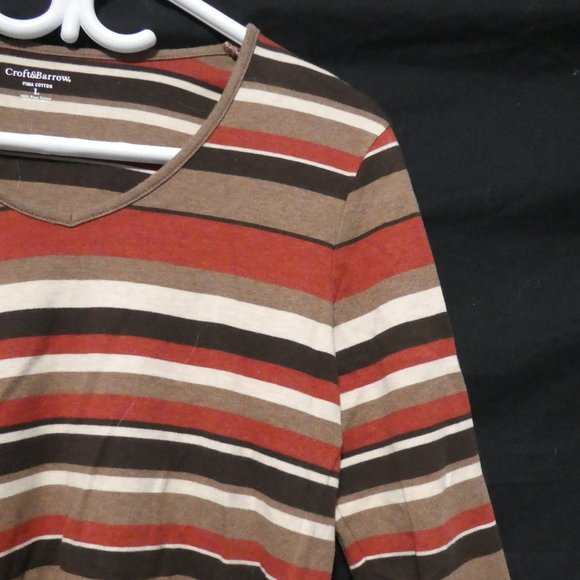 CROFT & BARROW | large | 100% Prima Cotton | Striped Long-Sleeve Top | NWOT - Picture 5 of 14